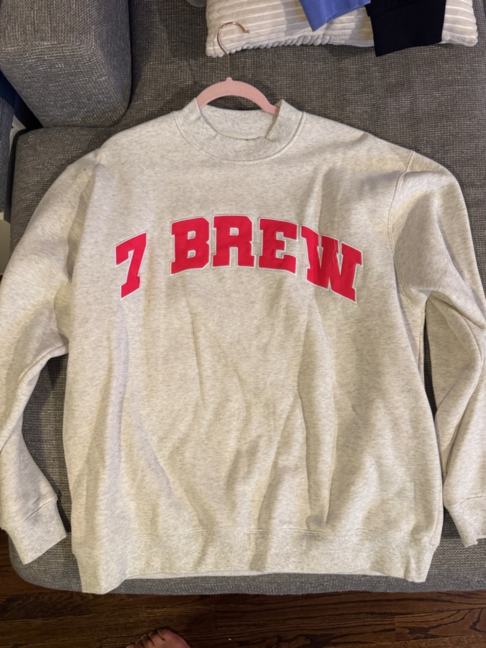 7 Brew Gray Crewneck Sweatshirt with Red '7 BREW' Logo